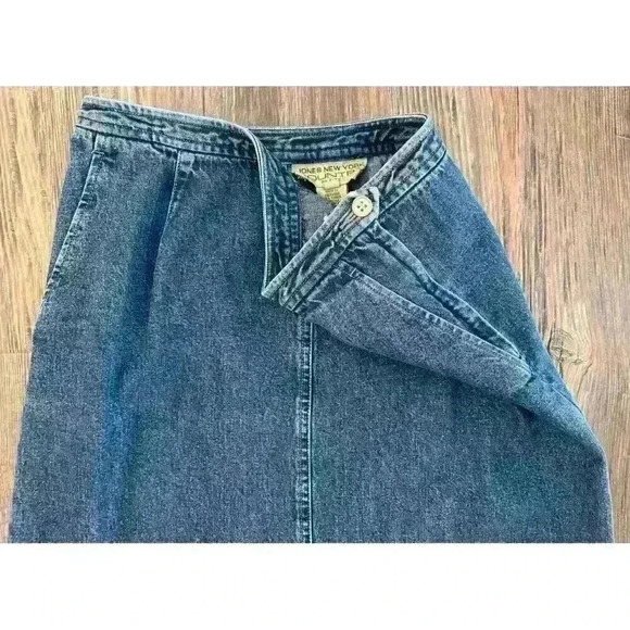 Jones New York Skirt Women’s Sz 10P Country Denim Jean Maxi Back Slit Vtg - Picture 8 of 13